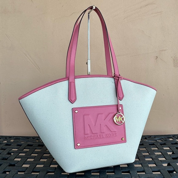 Michael Kors Kimber Large Bucket Shoulder Tote Bag Natural Tea Rose - Picture 3 of 12